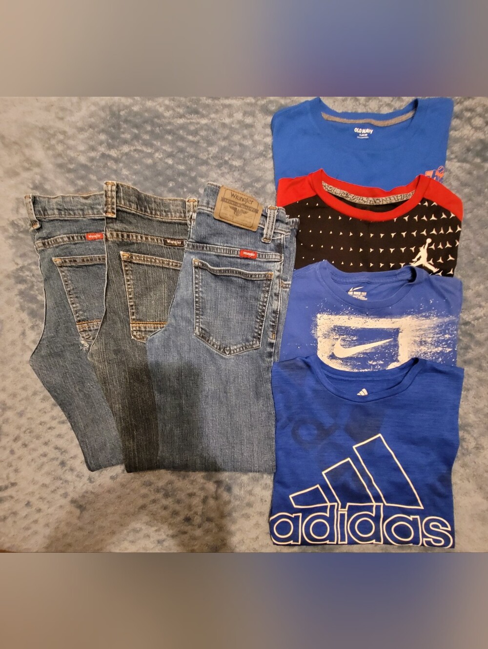 Boy's Clothing Bundle Sz Large / XL / 12 Jordan Nike Adidas Wrangler 7 Pieces
